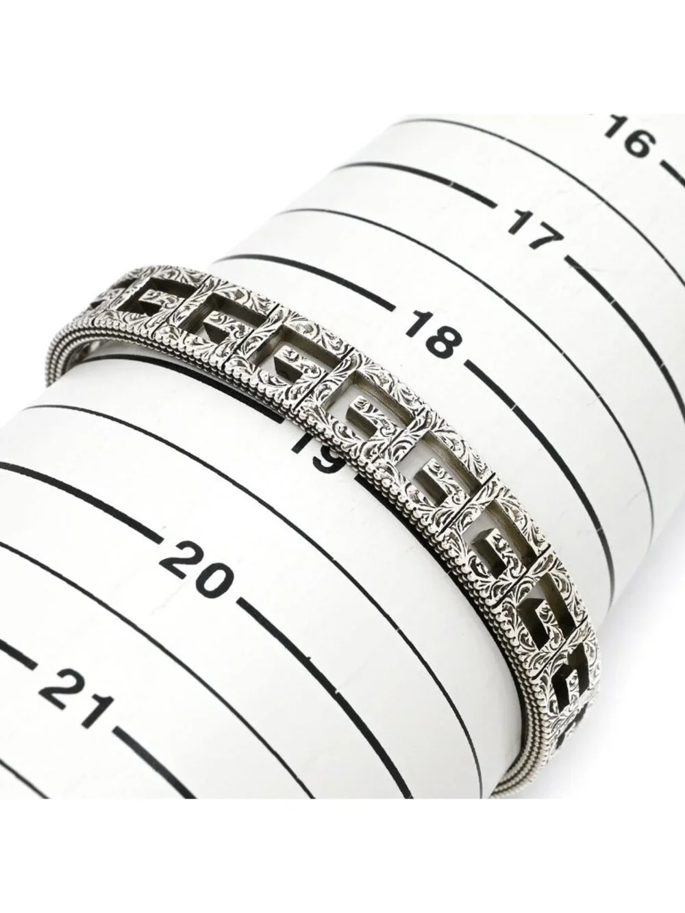 Gucci Bracelet Square G Arabesque 925 Sterling Silver Open Bangle Cutout